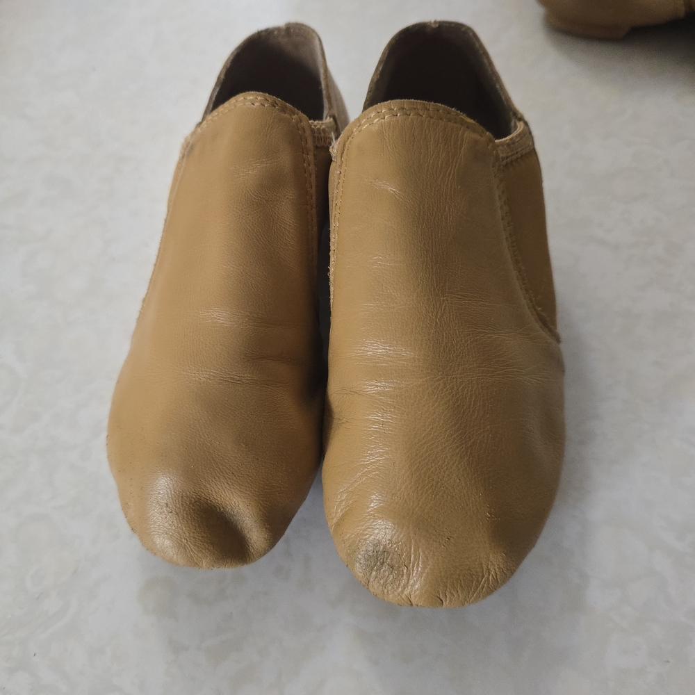Tan Leather Slip-On Dance Shoes